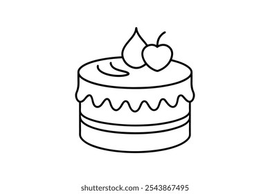 Chocolate cake line art icon vector illustration design