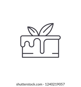 Chocolate cake line icon concept. Chocolate cake vector linear illustration, symbol, sign