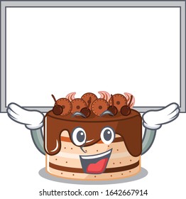 A chocolate cake mascot picture raised up board