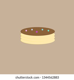 Chocolate cake on the light beige background