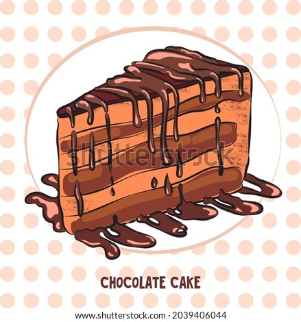 chocolate cake piece cut off smudges of chocolate icing