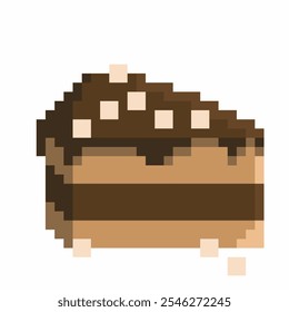 chocolate cake in pixel art