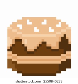 chocolate cake in pixel art. 