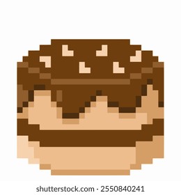 chocolate cake in pixel art. 