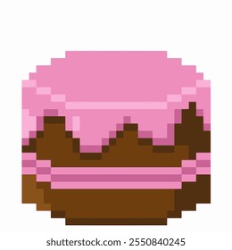 chocolate cake in pixel art. 