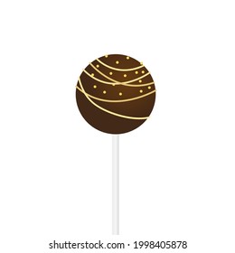 Chocolate Cake pop with sprinkles. Vector illustration in realistic style.