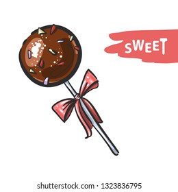 Chocolate Cake Pops Illustration. Cute hand drawn vector image.