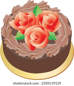 Chocolate cake with red rose
