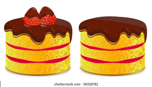 chocolate cake set with strawberry
