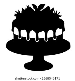 Chocolate cake silhouette vector icon sign symbol illustration design.
