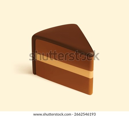 Chocolate Cake Slice 3D Vector Dessert Icon