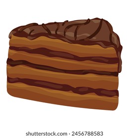 Chocolate cake slice icon cartoon vector. Bakery food. Tasty dessert