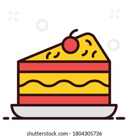 Chocolate cake slice icon design, cake piece in modern flat style 