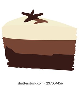 Chocolate cake, chocolate cake slice, chocolate cake isolated, vanilla