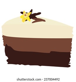 Chocolate cake, chocolate cake slice, chocolate cake isolated, vanilla