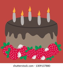 Chocolate cake with strawberries