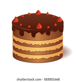 Chocolate cake with strawberries