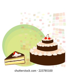 Chocolate Cake with Strawberry and cherries 