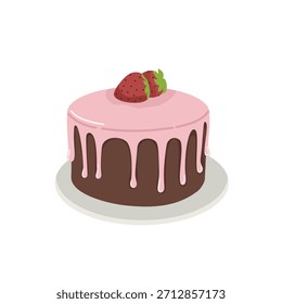 Pastel de chocolate con Vector de fresa