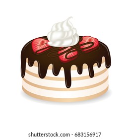 chocolate cake , with strawberry vector illustration
