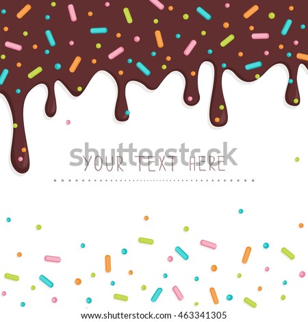Chocolate cake topping sprinkles. Vector illustration with text space 