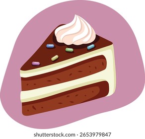 
Pastel de chocolate Vector de dibujos animados Icon Diseño gráfico. Postre de aniversario con cacao y glaseado 
