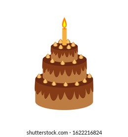  Chocolate cake vector icon on white background  