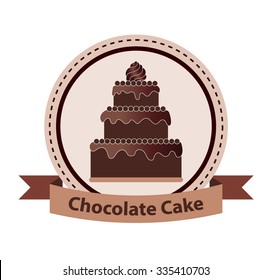 Chocolate cake vector illustration.