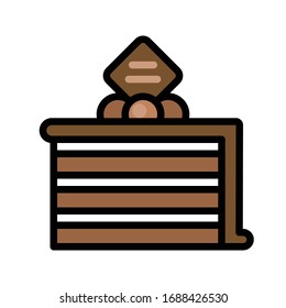 Chocolate cake vector illustration, filled design icon