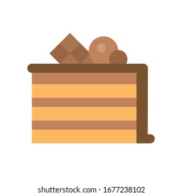 Schokoladenkuchen-Vektorillustration, flaches Design-Symbol