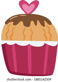 Chocolate Cake Vector illustration heart love shape vector isometrics design isolated background