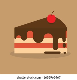 Chocolate Cake. Vector illustration. Icon.