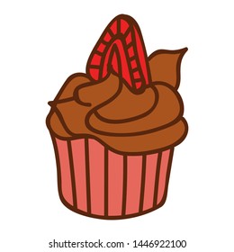 chocolate cake, vector illustration isolated on white background