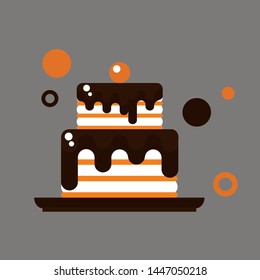 chocolate cake, vector illustration isolated