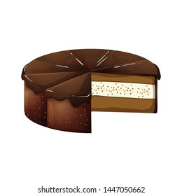 chocolate cake, vector illustration isolated on white background