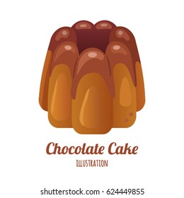chocolate cake vector illustration, isolated on white background
