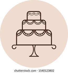 Chocolate cake vector illustration. Cake vector logo. Delicious cake for a festive occasion. Vector cake illustration. Icon for restaurant, cafe, menu.