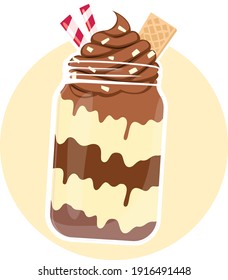 Chocolate Cake Waffle Mason Jar - Vector Design