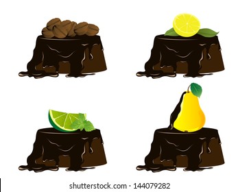 Chocolate cakes with fresh fruits