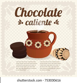 Chocolate Caliente (Hot Chocolate in Spanish) Mexican Tradition Composition - Copy Space