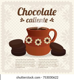 Chocolate Caliente (Hot Chocolate in Spanish) Mexican Tradition Composition - Copy Space