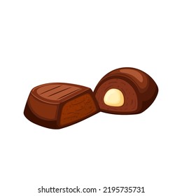 chocolate cande cartoon. sauce, sugar cream, brown food dessert chocolate cande vector illustration