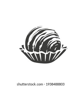 Chocolate candie monochrome glyph icon. Vector illustration of chocolate in retro style.