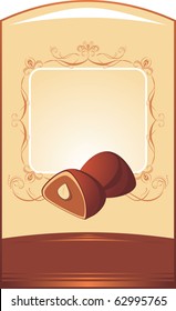 Chocolate candies. Background for wrapping. Vector