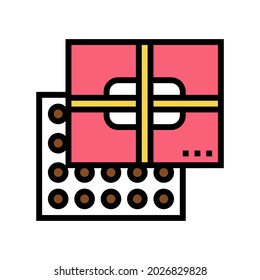 chocolate candies box color icon vector. chocolate candies box sign. isolated symbol illustration