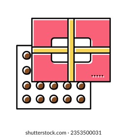 chocolate candies box color icon vector. chocolate candies box sign. isolated symbol illustration