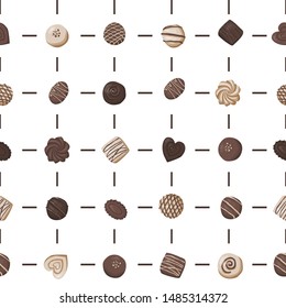 Chocolate candies seamless vector pattern 