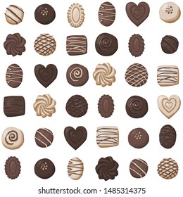 Chocolate candies seamless vector pattern 