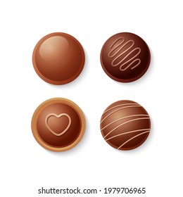 Chocolate candies set, realistic vector illustration 10 EPS, for special holidays, valentine day and coffee break