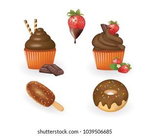 Chocolate candies set, vector